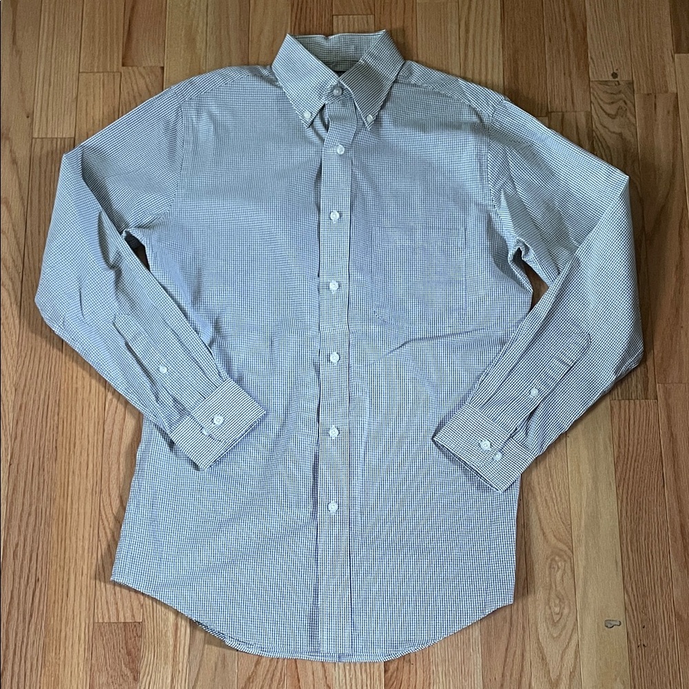 Croft & Barrow Shirt Mens Neck: 15 Gray Check Fitted Button Up Casual Preppy